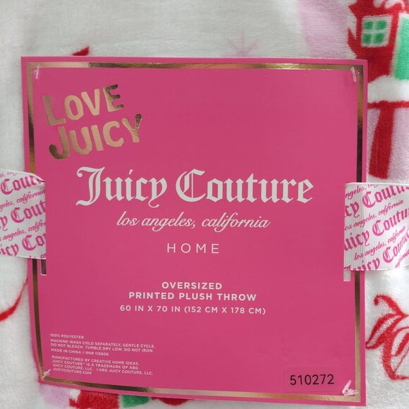 Love Juicy Couture Holiday Snow Globe Oversized Plush Throw Blanket 60x70" - Picture 3 of 7